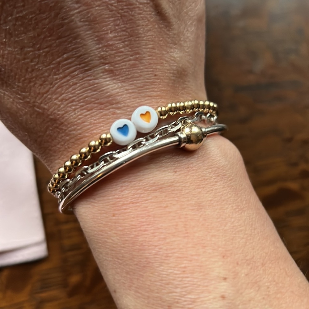 Gold Beaded Bracelet. Stackable - image 2